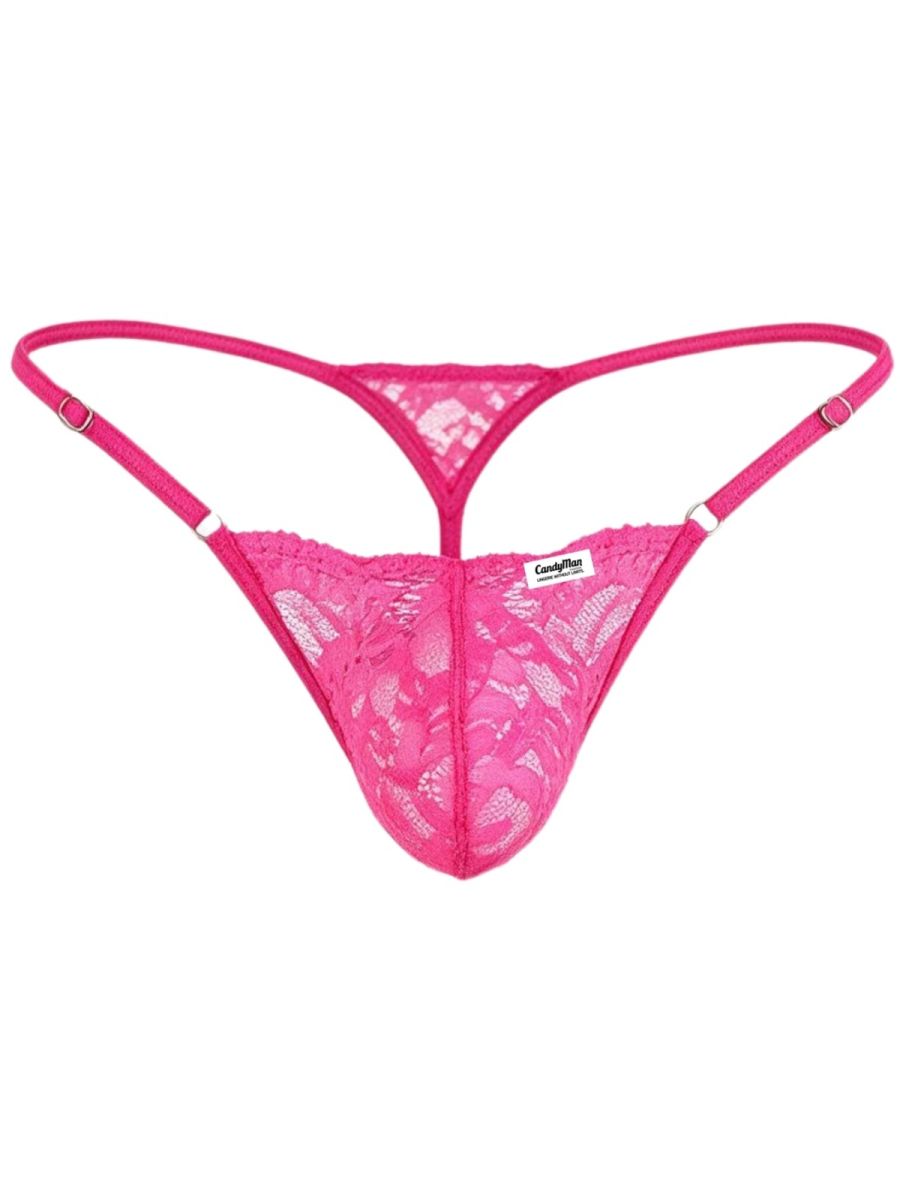 CandyMan Sensual Lace Thongs - Pink
