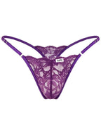 CandyMan Sensual Lace Thongs - Purple