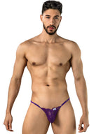 CandyMan Sensual Lace Thongs - Purple
