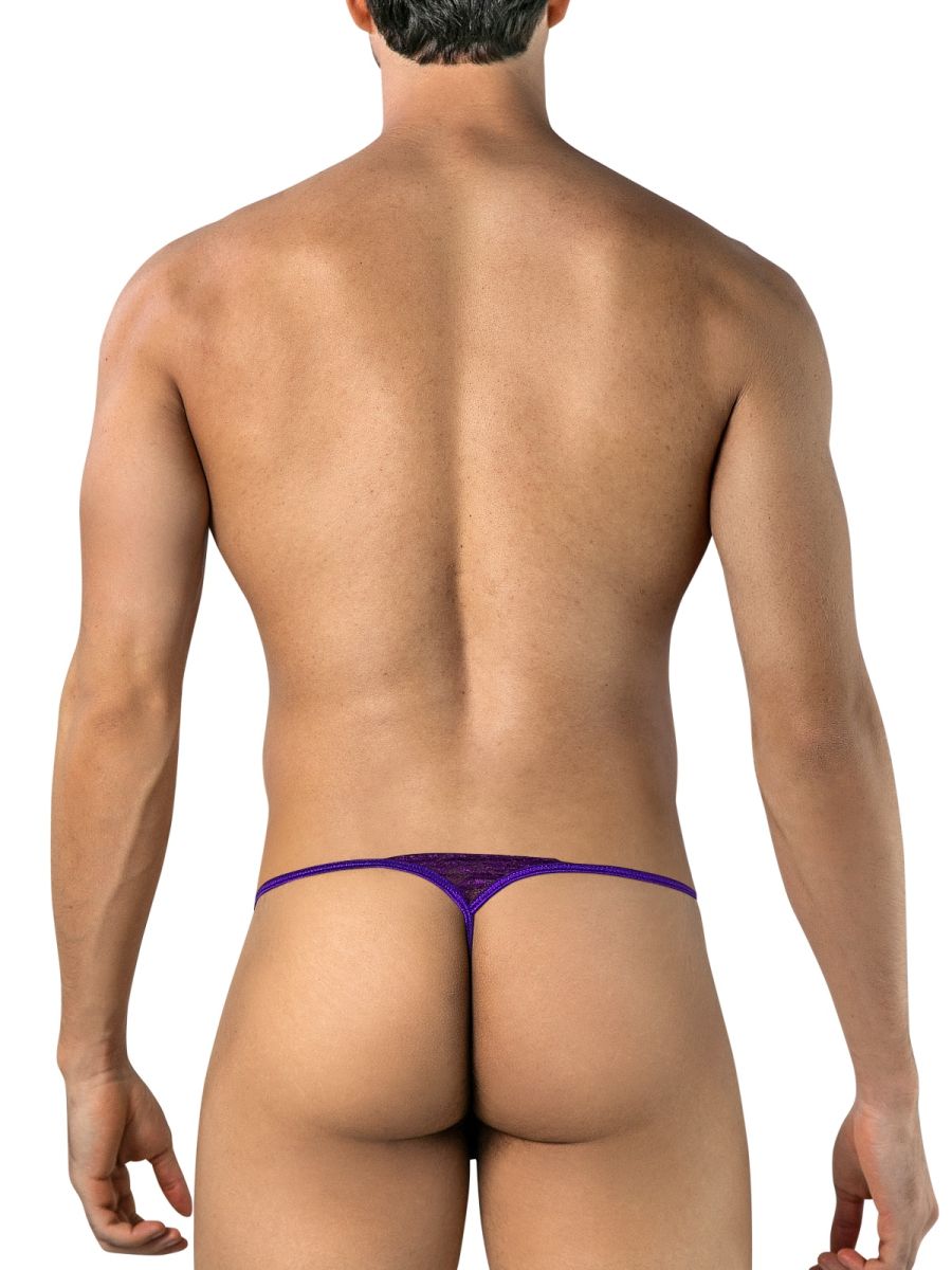 CandyMan Sensual Lace Thongs - Purple