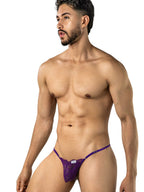 CandyMan Sensual Lace Thongs - Purple