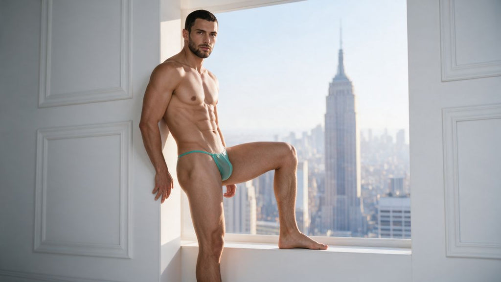 CandyMan Mini G-String - Aqua Mesh