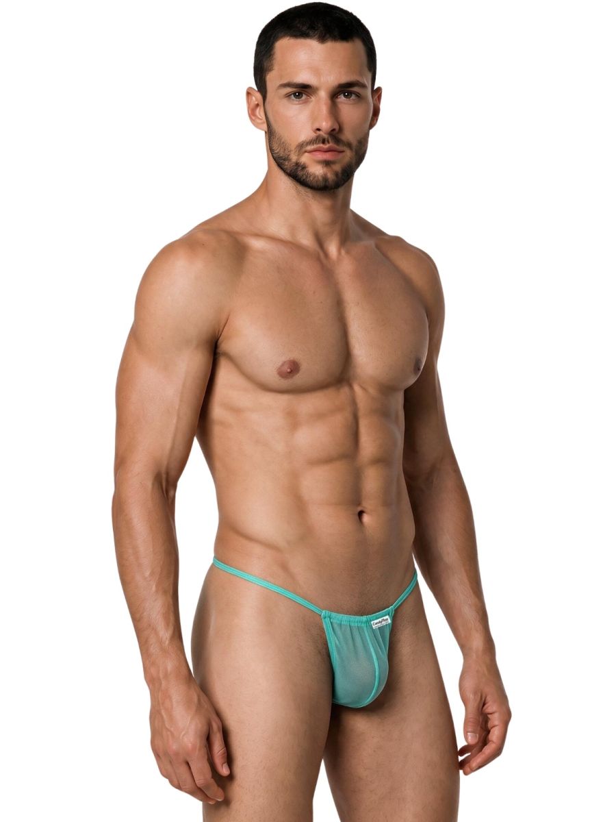 CandyMan Mini G-String - Aqua Mesh