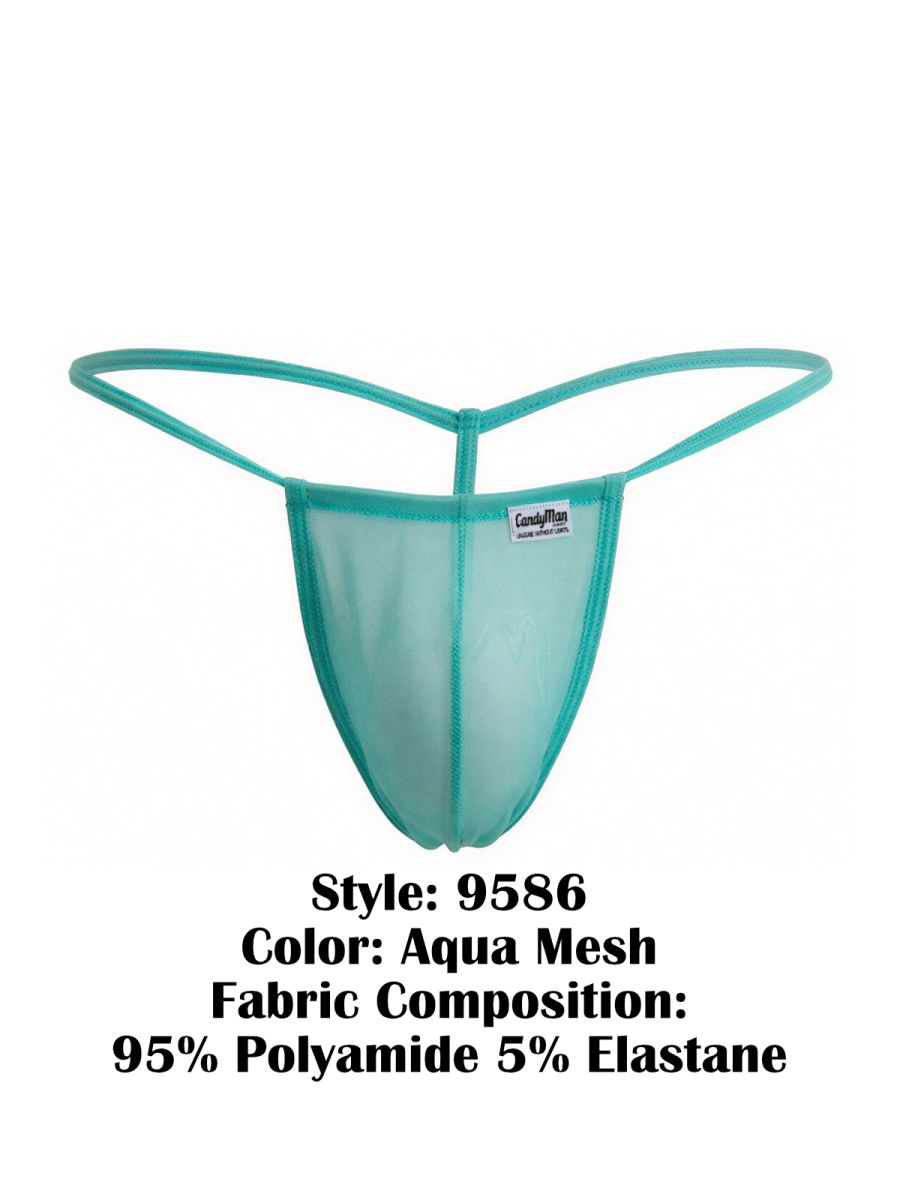 CandyMan Mini G-String - Aqua Mesh