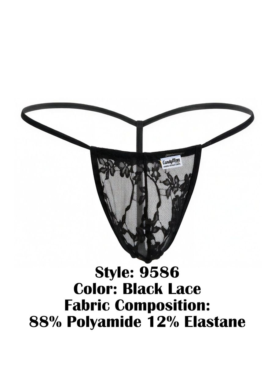 CandyMan Mini G-String - Black Lace