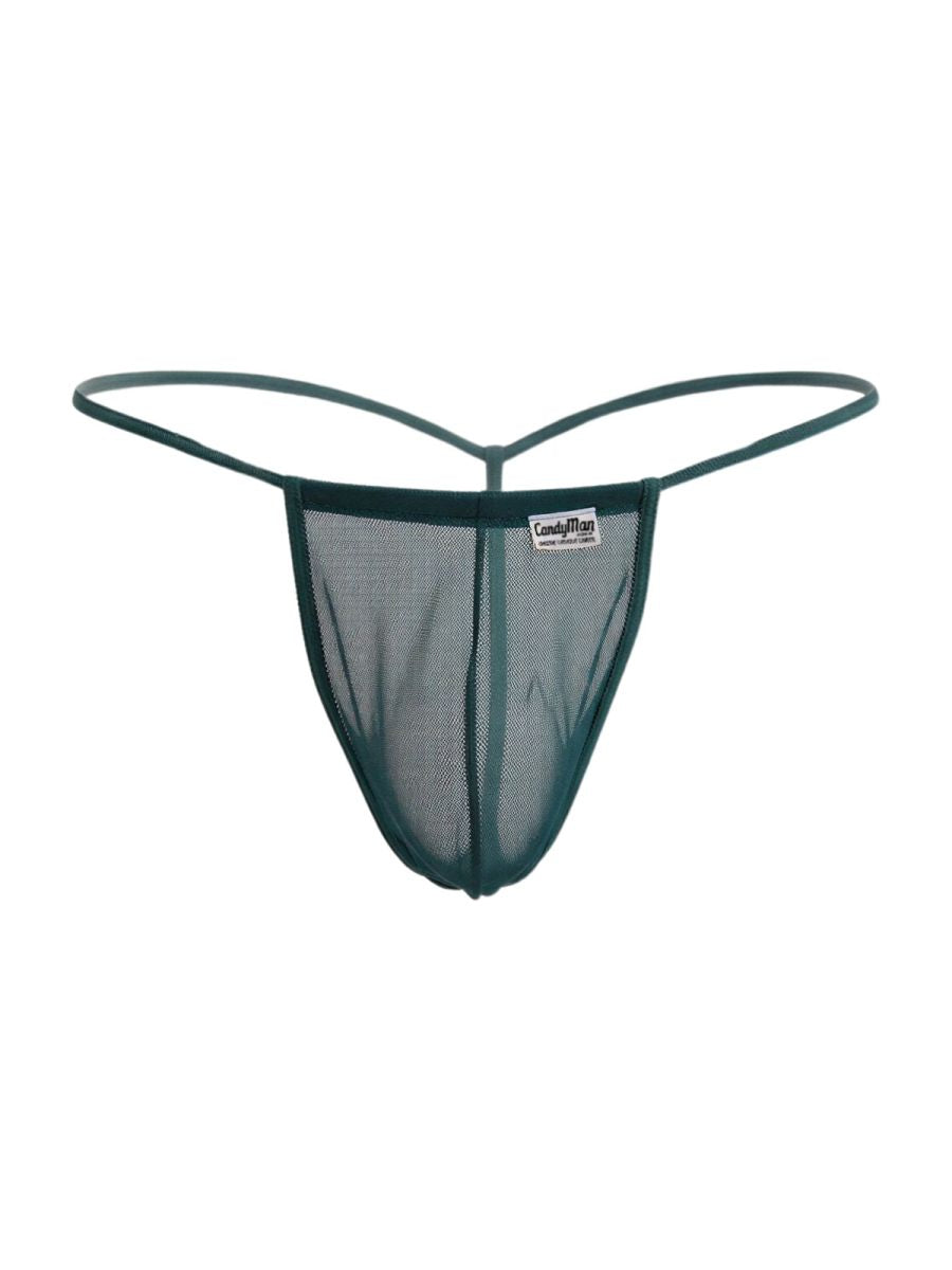 CandyMan Mini G-String - Bottle Green Mesh