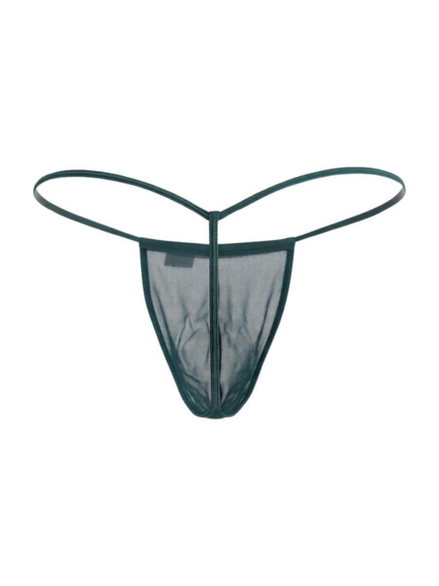CandyMan Mini G-String - Bottle Green Mesh