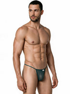 CandyMan Mini G-String - Bottle Green Mesh