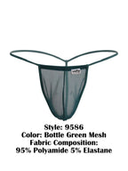 CandyMan Mini G-String - Bottle Green Mesh