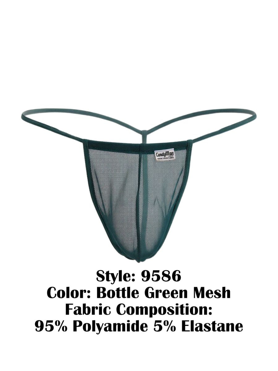 CandyMan Mini G-String - Bottle Green Mesh