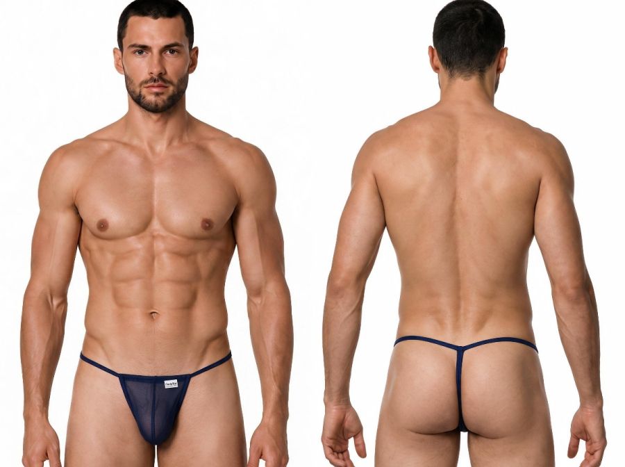 CandyMan Mini G-String - Dark Blue Mesh