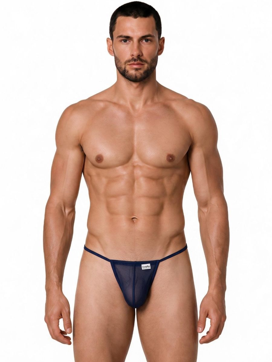 CandyMan Mini G-String - Dark Blue Mesh