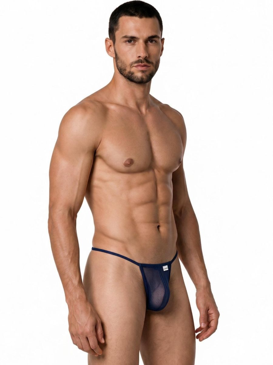 CandyMan Mini G-String - Dark Blue Mesh
