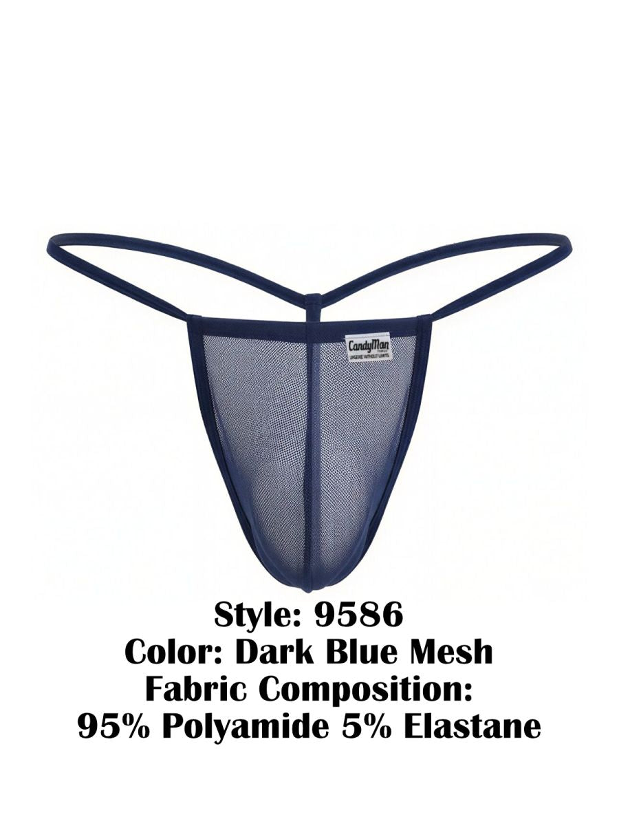 CandyMan Mini G-String - Dark Blue Mesh