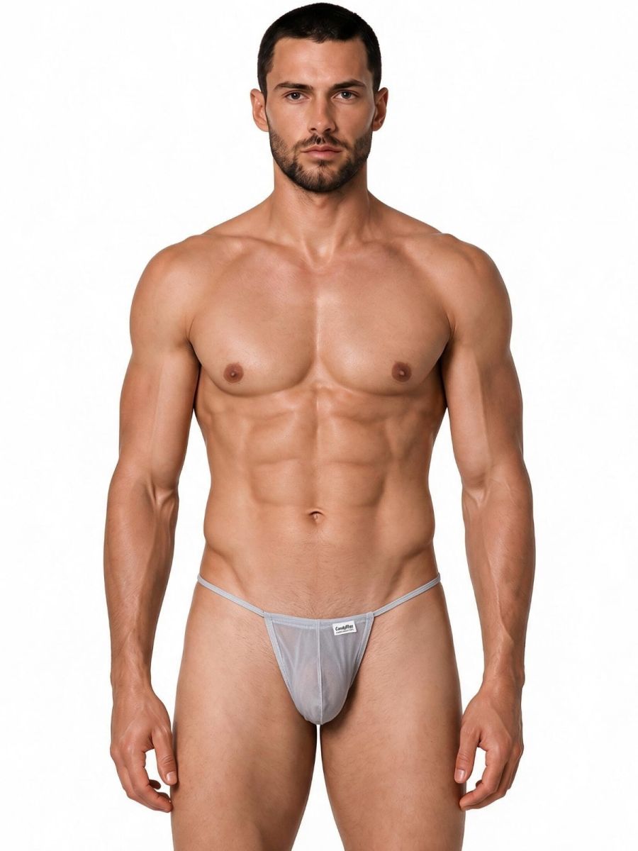 CandyMan Mini G-String - Gray Mesh