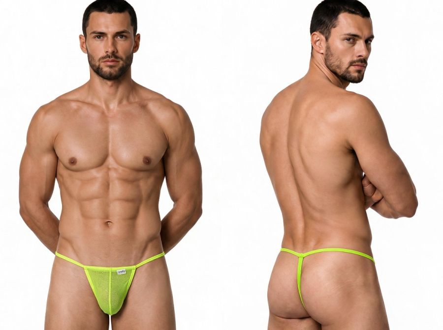 CandyMan Mini G-String - Hot Green Mesh