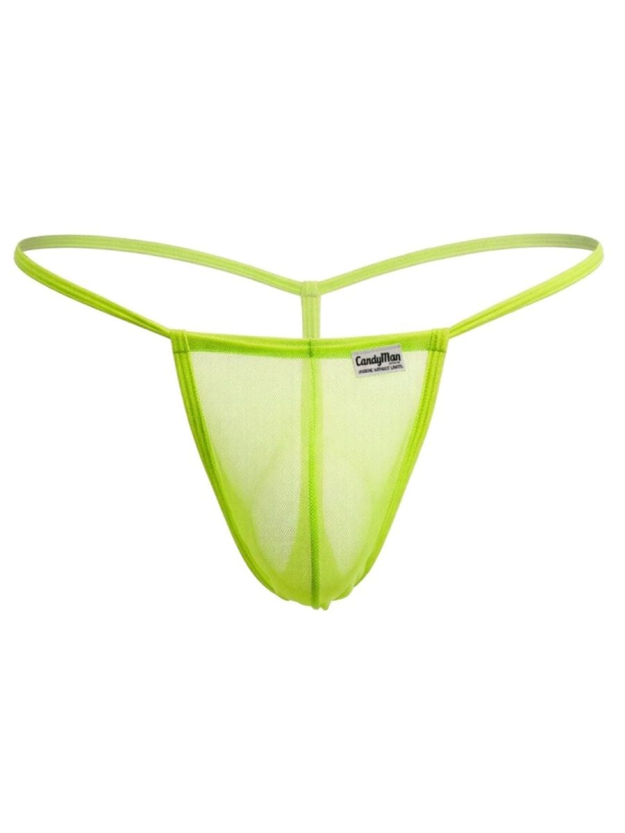 CandyMan Mini G-String - Hot Green Mesh