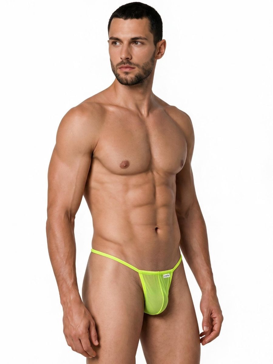 CandyMan Mini G-String - Hot Green Mesh