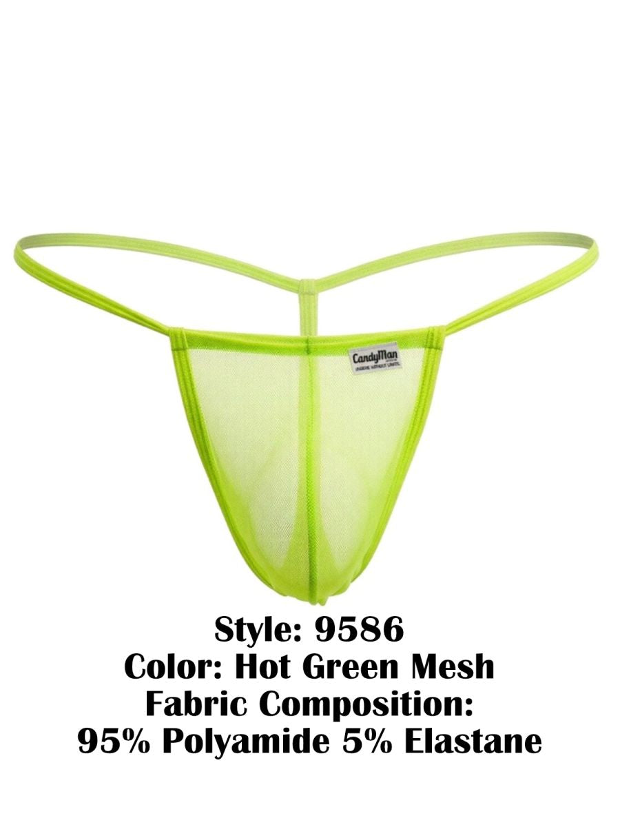 CandyMan Mini G-String - Hot Green Mesh