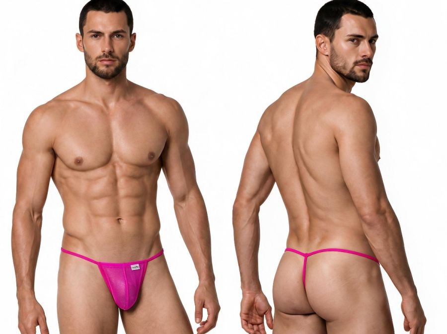 CandyMan Mini G-String - Magenta Mesh