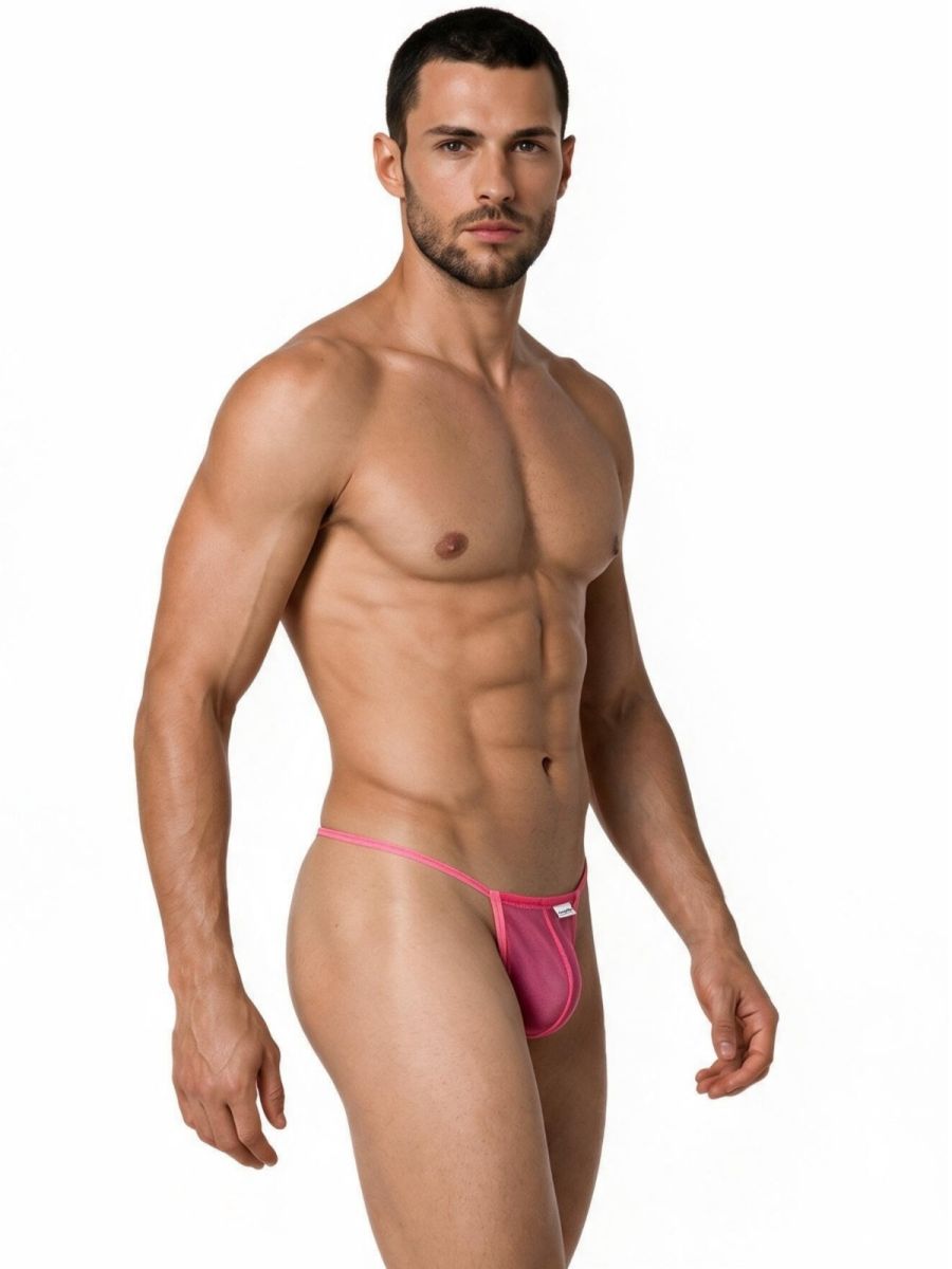 CandyMan Mini G-String - Pink Mesh