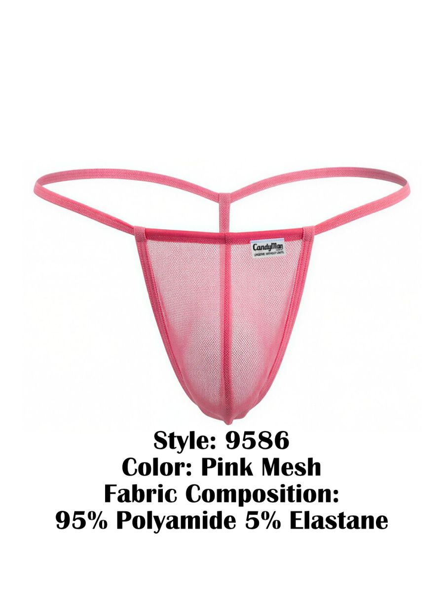 CandyMan Mini G-String - Pink Mesh