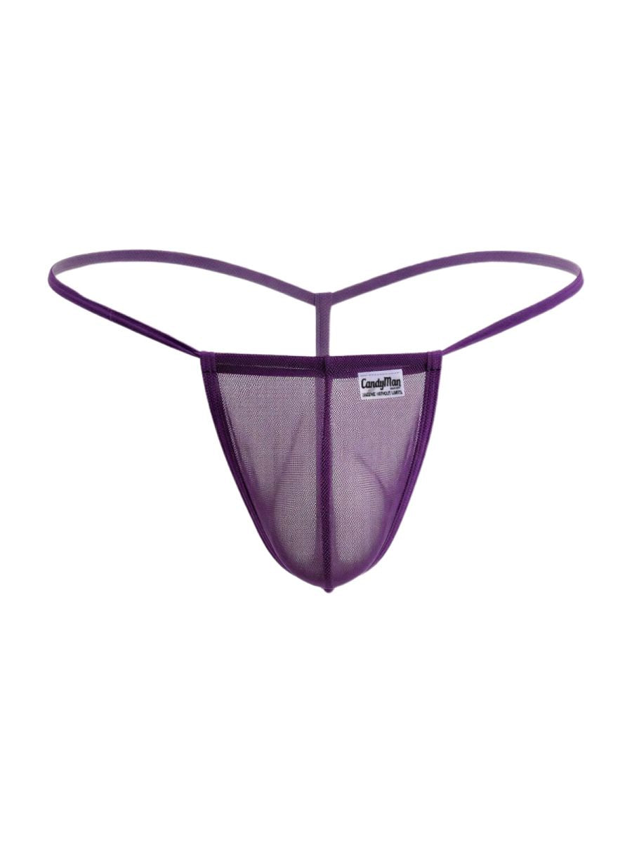 CandyMan Mini G-String - Purple Mesh