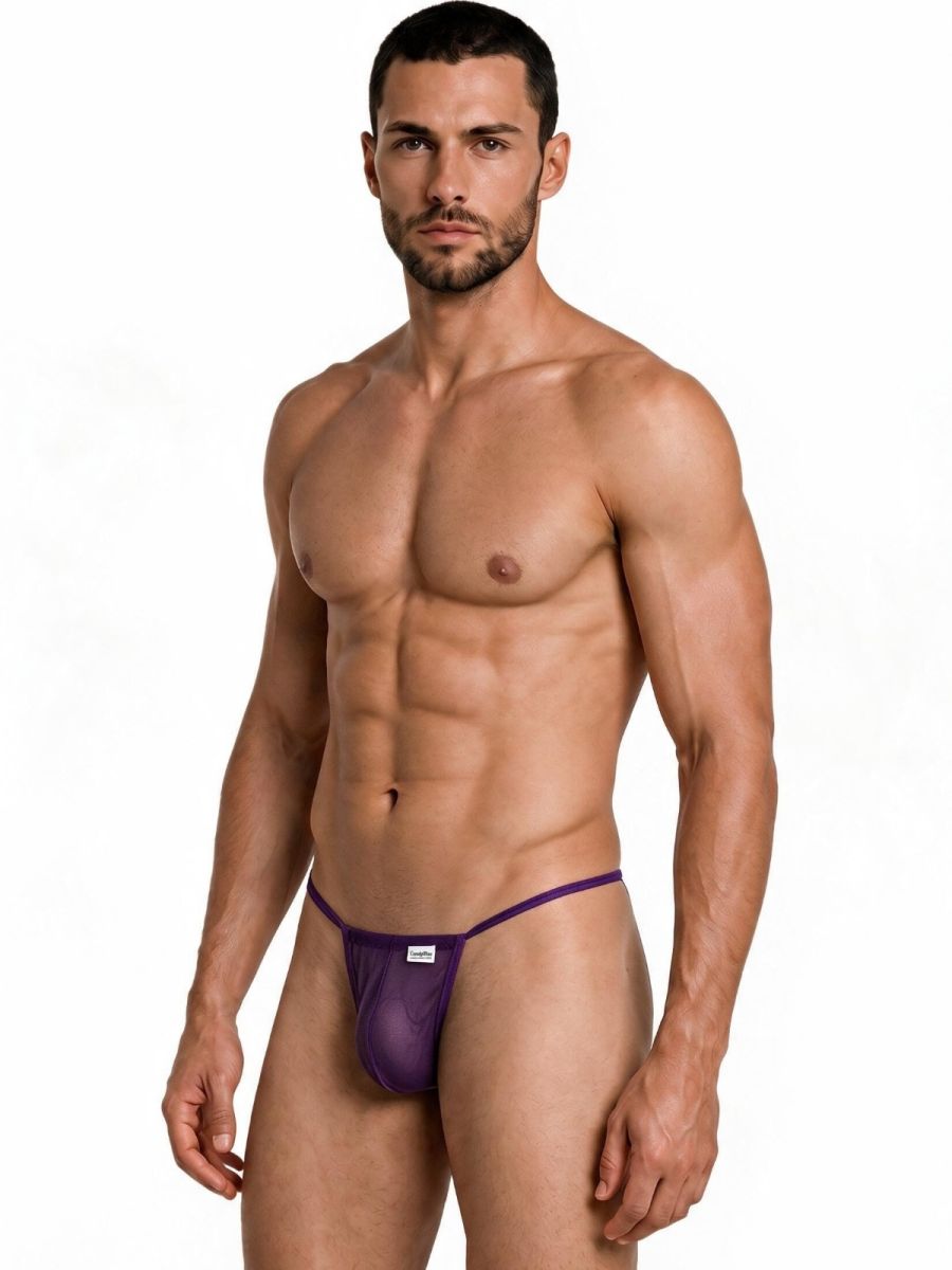 CandyMan Mini G-String - Purple Mesh