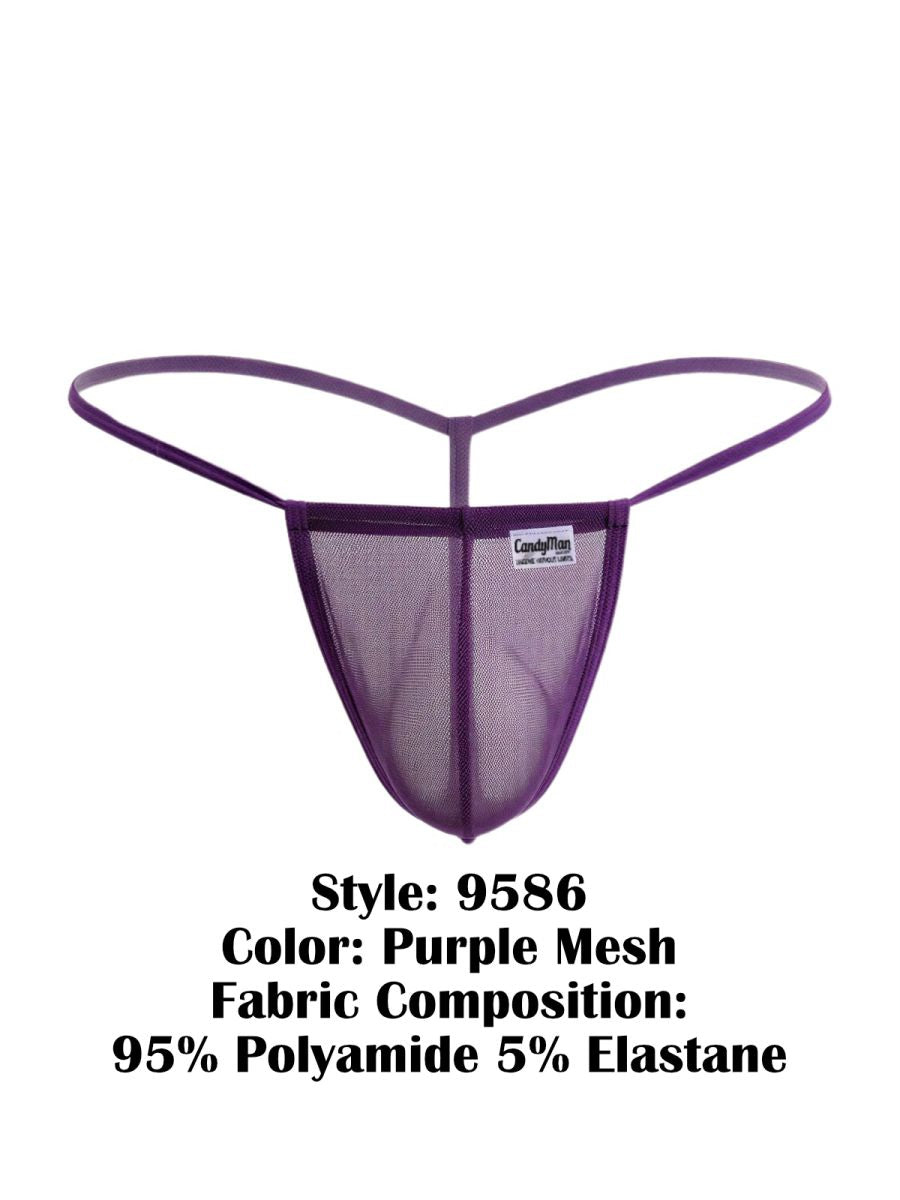 CandyMan Mini G-String - Purple Mesh