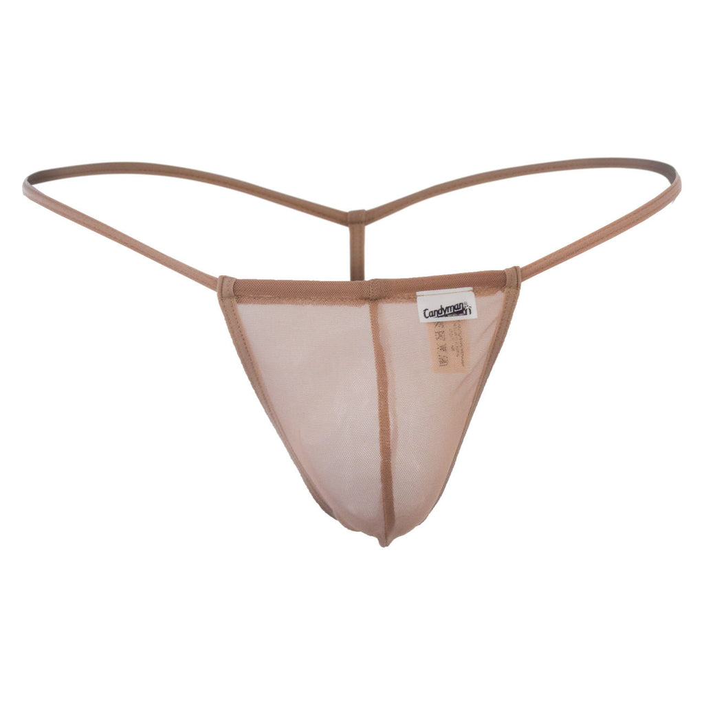 CandyMan G-String Mesh Thongs - Beige