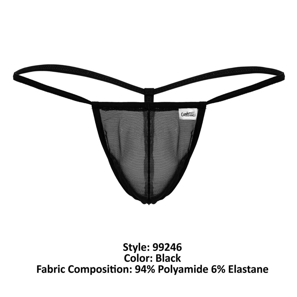 CandyMan G-String Mesh Thongs - Black