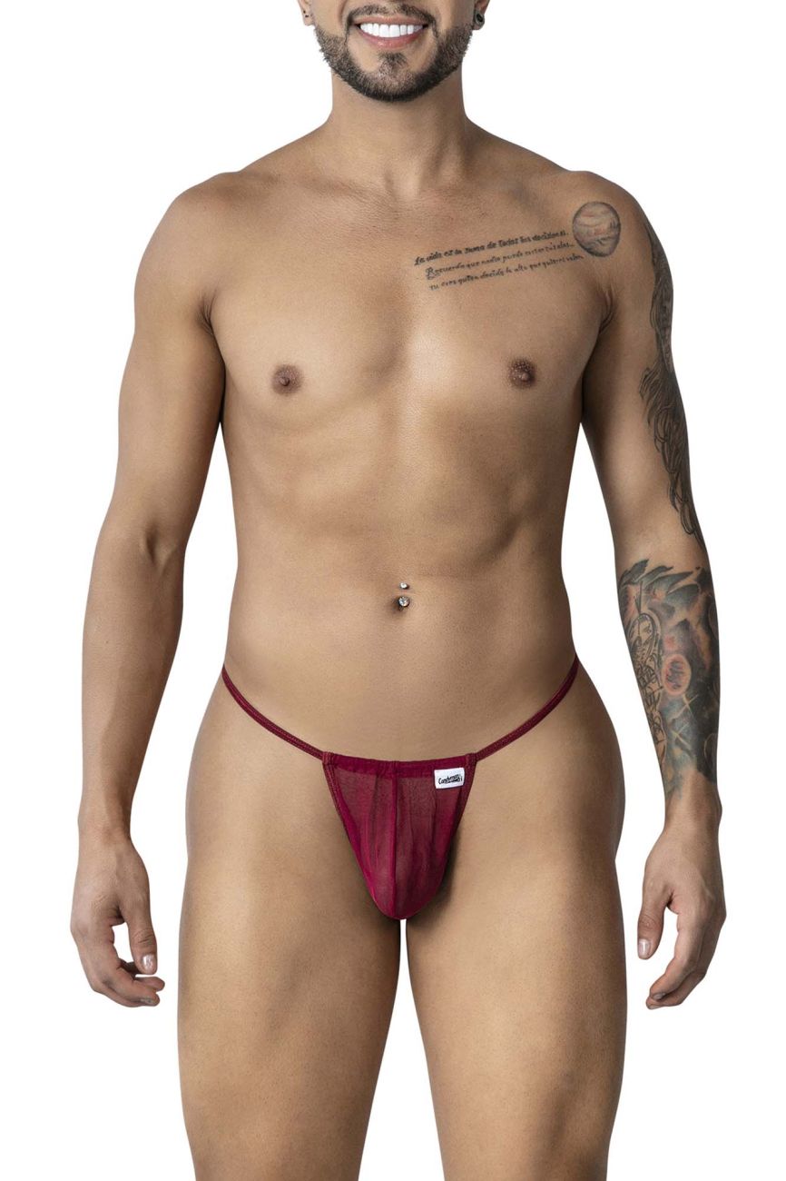 CandyMan G-String Mesh Thongs - Burgundy