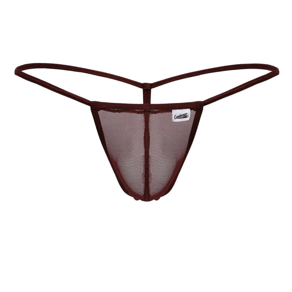 CandyMan G-String Mesh Thongs - Burgundy