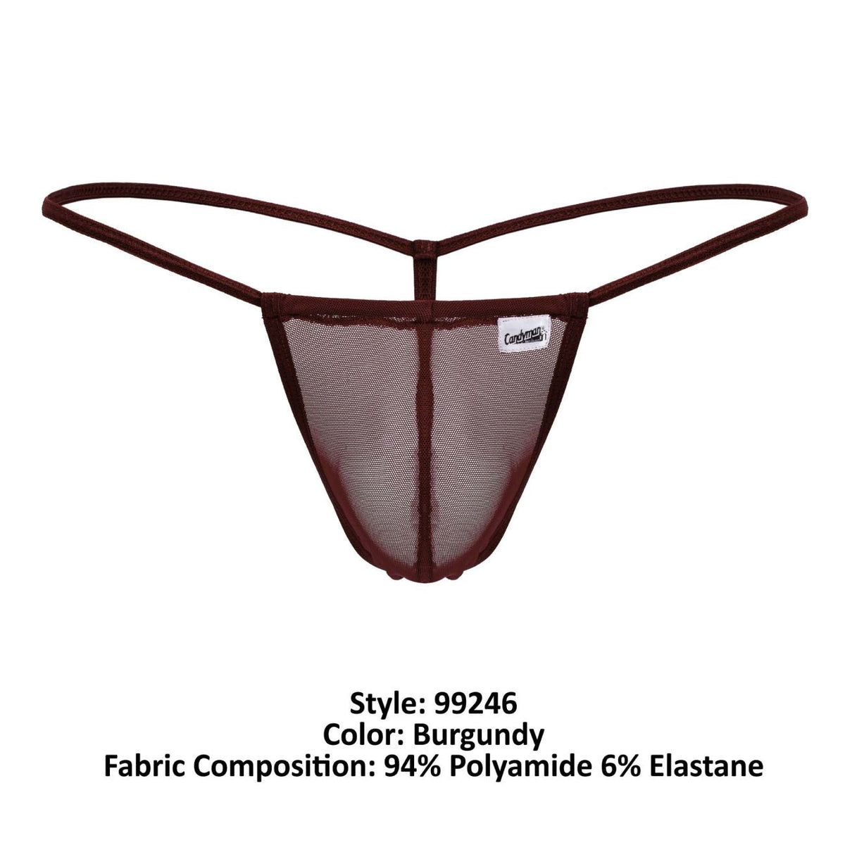 CandyMan G-String Mesh Thongs - Burgundy