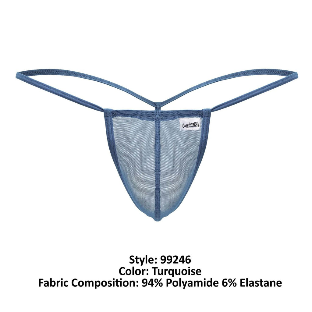 CandyMan G-String Mesh Thongs - Turquoise