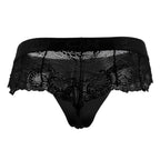 CandyMan Logo Waistband Lace Thongs - Black