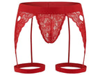 CandyMan Lace Garter Thongs - Red