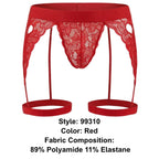 CandyMan Lace Garter Thongs - Red
