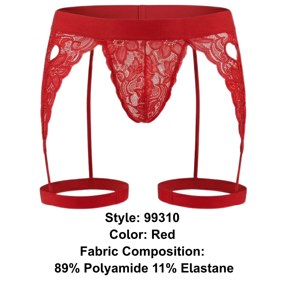CandyMan Lace Garter Thongs - Red