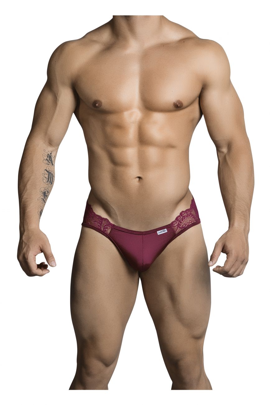 CandyMan Lace Jockstrap - Burgundy