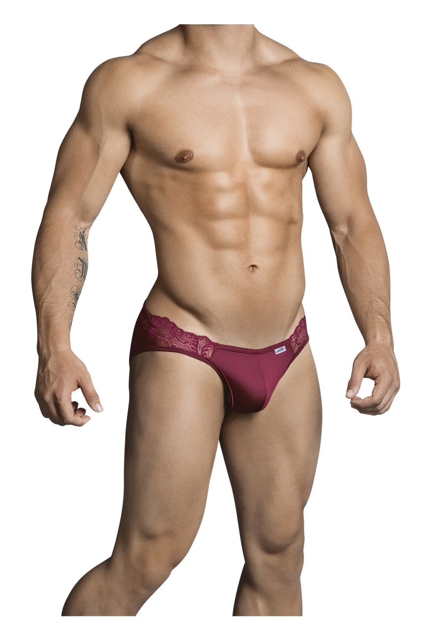 CandyMan Lace Jockstrap - Burgundy