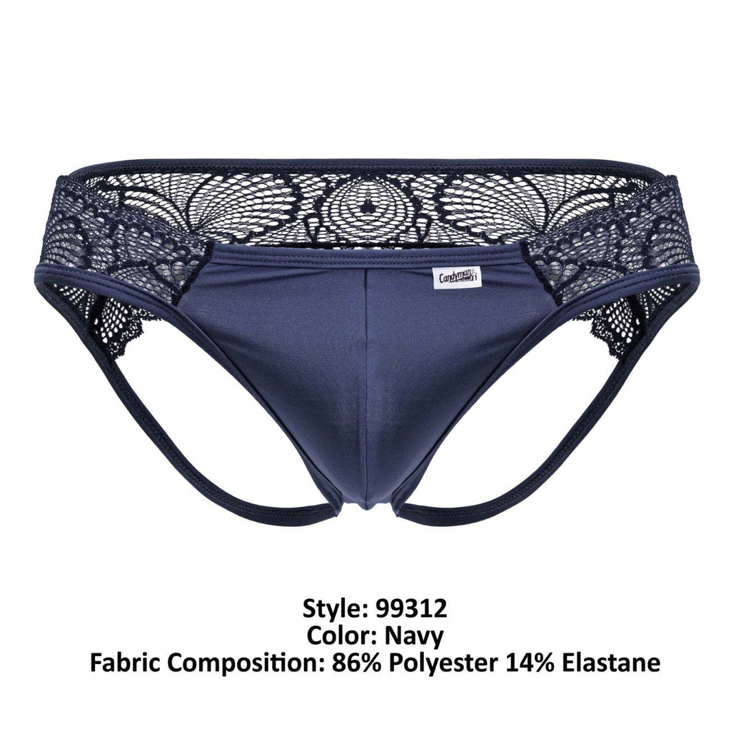 CandyMan Lace Jockstrap - Navy