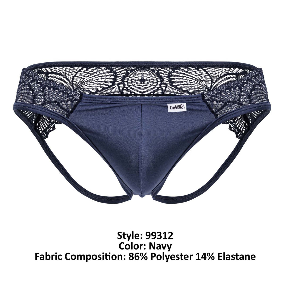 CandyMan Lace Jockstrap - Navy