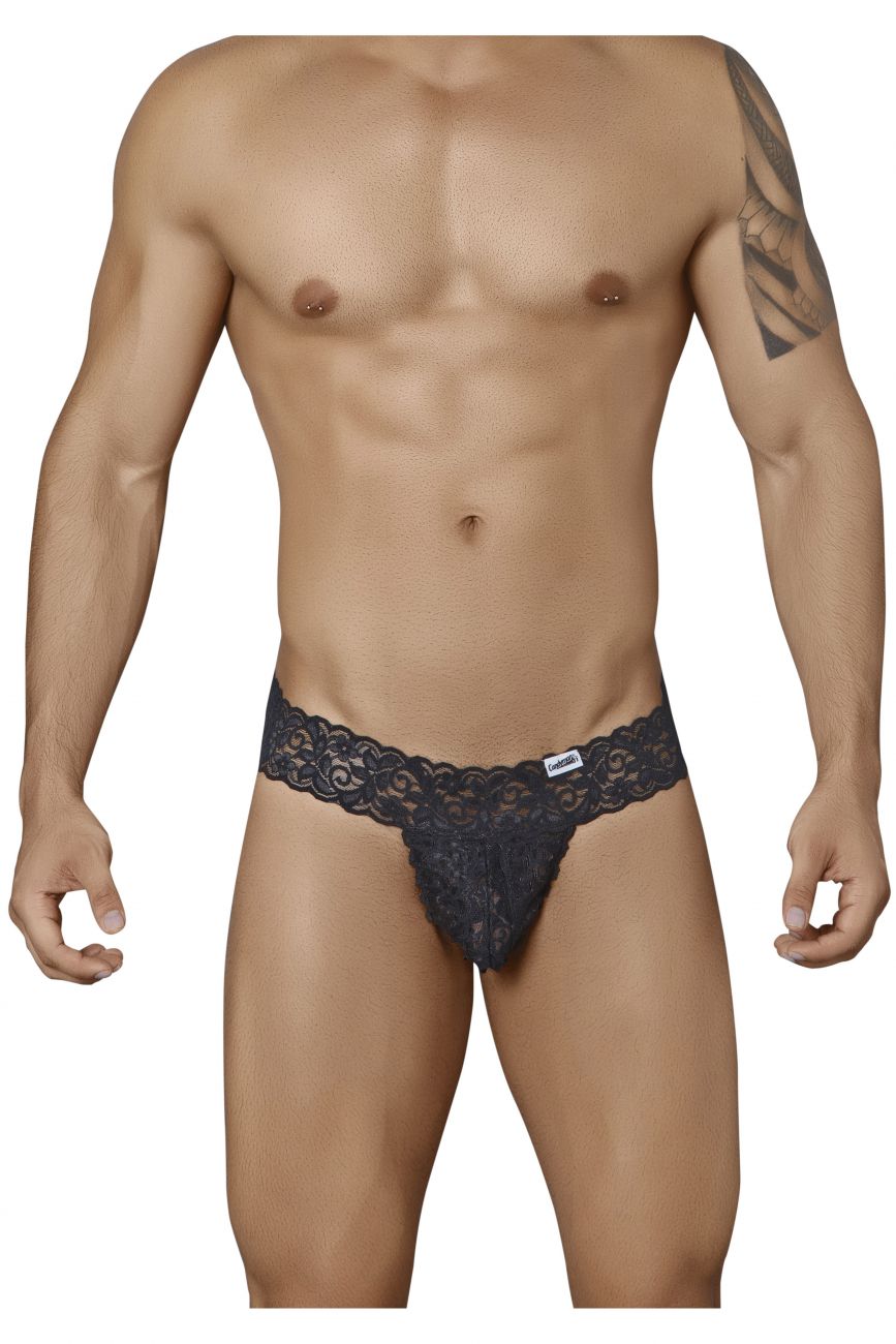 CandyMan Peek a Boo Thongs - Black
