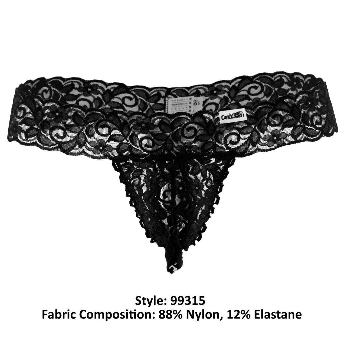 CandyMan Peek a Boo Thongs - Black