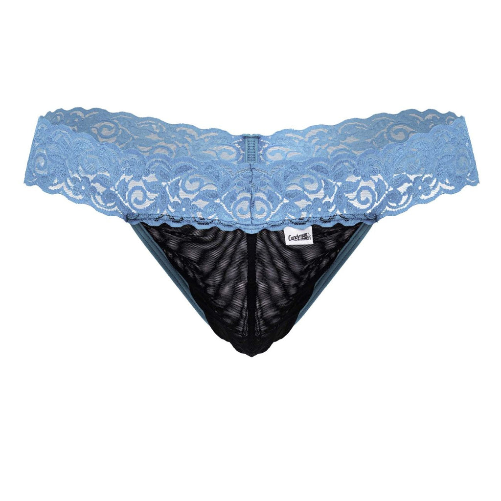 CandyMan Sensual Lace Thongs - Blue