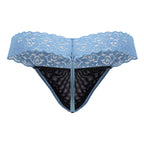 CandyMan Sensual Lace Thongs - Blue
