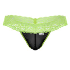 CandyMan Sensual Lace Thongs - Hot Green