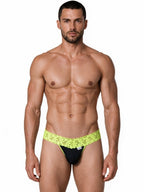 CandyMan Sensual Lace Thongs - Hot Green