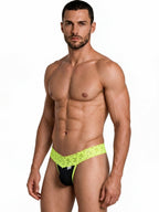 CandyMan Sensual Lace Thongs - Hot Green
